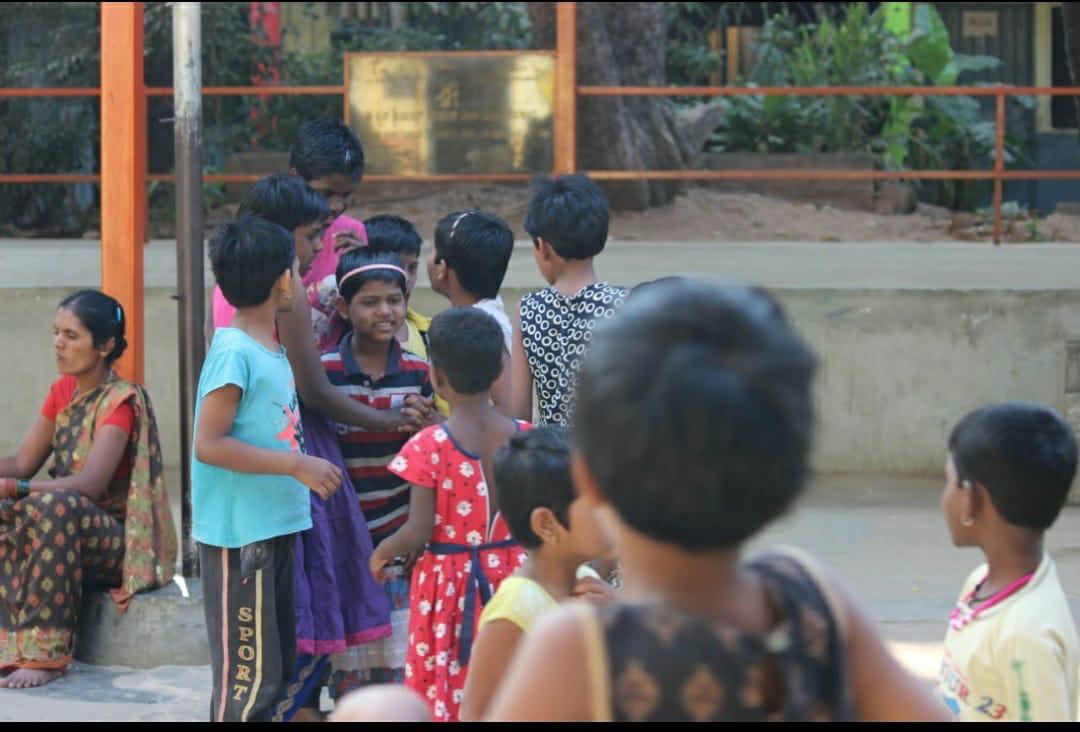 Children with volunteers